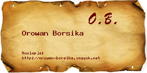Orowan Borsika névjegykártya